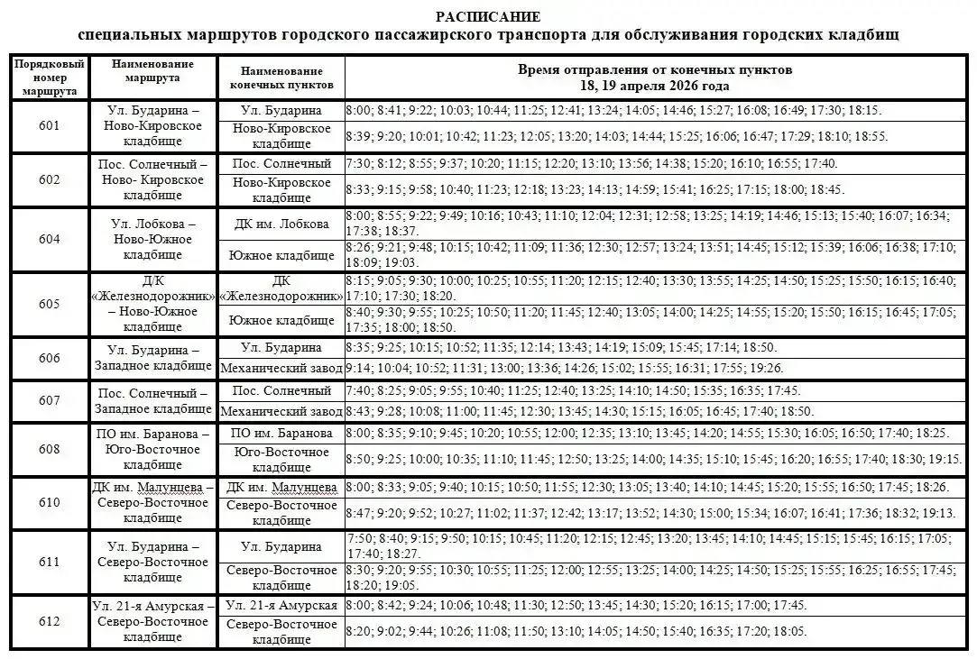 В преддверии Радоницы будут организованы автобусы до городских кладбищ