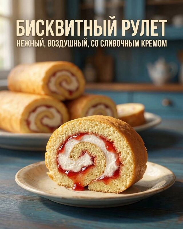 Идеальный бисквитный рулет для уютного вечера