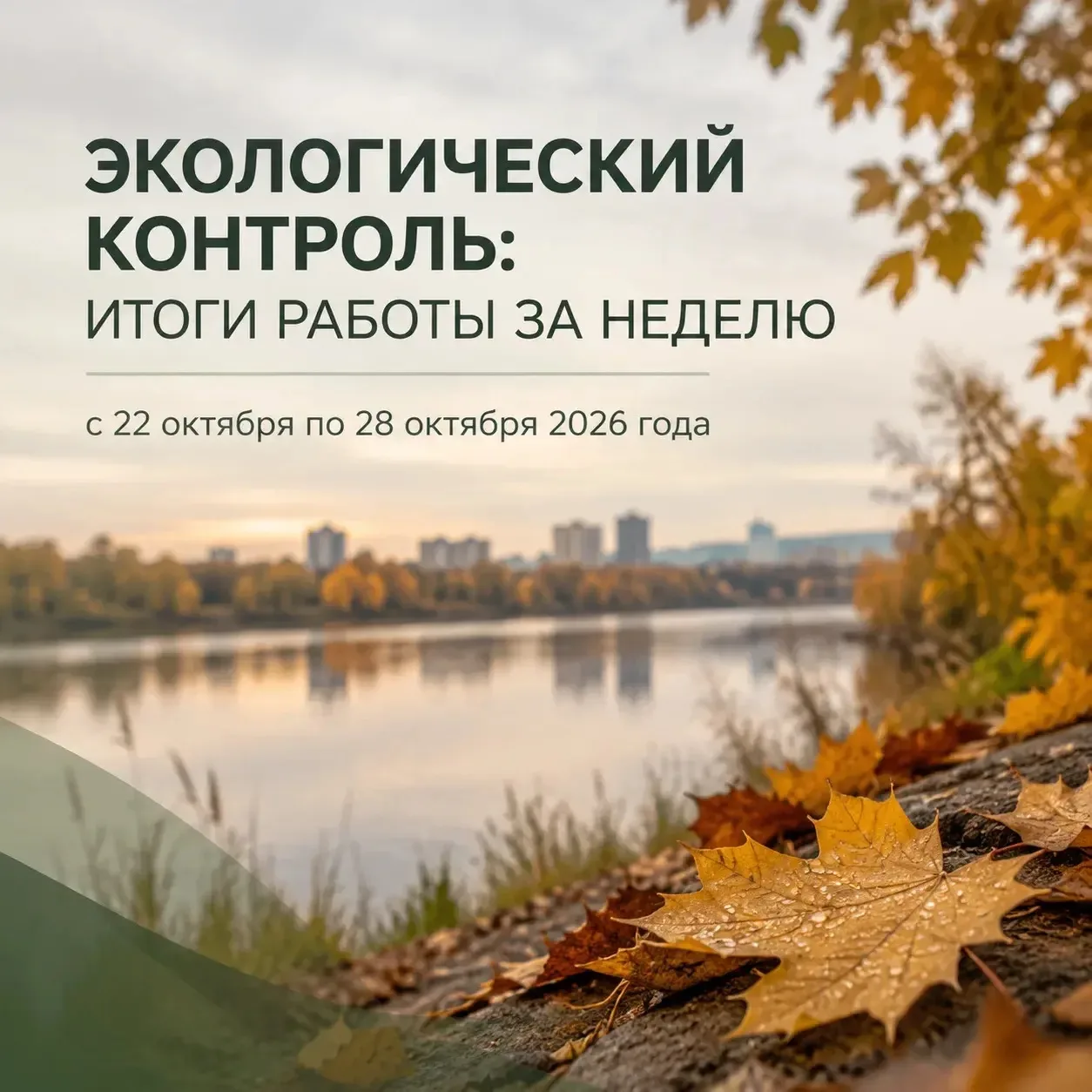 ЭКОЛОГИЧЕСКИЙ КОНТРОЛЬ: ИТОГИ РАБОТЫ ЗА НЕДЕЛЮ с 22 ОКТЯБРЯ ПО 28 ОКТЯБРЯ 2026 ГОДА